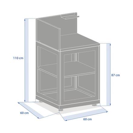 Module d'angle pour cuisine d'été OXYANA Graphite 110 x 60 x 60 cm - Acier galvanisé, Traitement antirouille renforcé