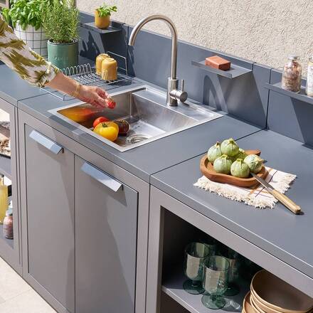 Module d'angle pour cuisine d'été OXYANA Graphite 110 x 60 x 60 cm - Acier galvanisé, Traitement antirouille renforcé
