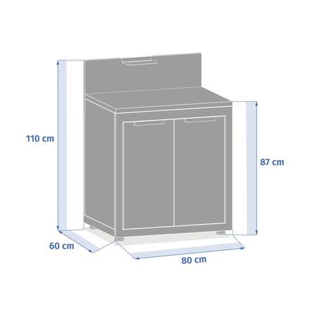Module pour cuisine d'été OXYANA Graphite 110 x 80 x 60 cm - Acier galvanisé, Traitement antirouille renforcé