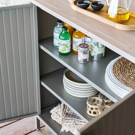 Buffet de jardin IRONIA Café 90 x 45 x 86 cm - Acier galvanisé, Traitement antirouille renforcé