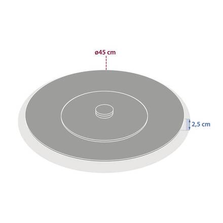 Plateau tournant Transparent D. 45 cm - Verre trempé, Aluminium