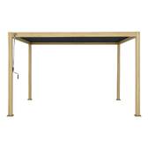 Pergola bioclimatique manuelle EVORA Honey 4 x 3 m - Structure et lames doubles en aluminium Effet bois Honey