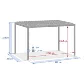 Pergola bioclimatique manuelle EVORA Honey 4 x 3 m - Structure et lames doubles en aluminium Effet bois Honey