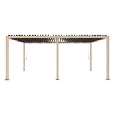 Pergola bioclimatique manuelle EVORA Honey 6 x 3 m - Structure et lames doubles en aluminium Effet bois Honey