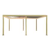 Pergola bioclimatique électrique EVORA Honey 6 x 3 m - Structure et lames doubles en aluminium Effet bois Honey