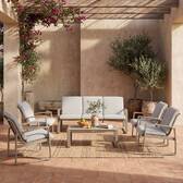 Fauteuil de salon de jardin BOREANE Café Aluminium traité époxy, Texaline Café