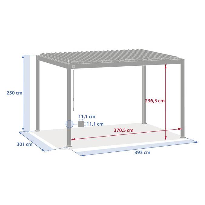 Pergola bioclimatique manuelle EVORA Honey 4 x 3 m - Structure et lames doubles en aluminium3848