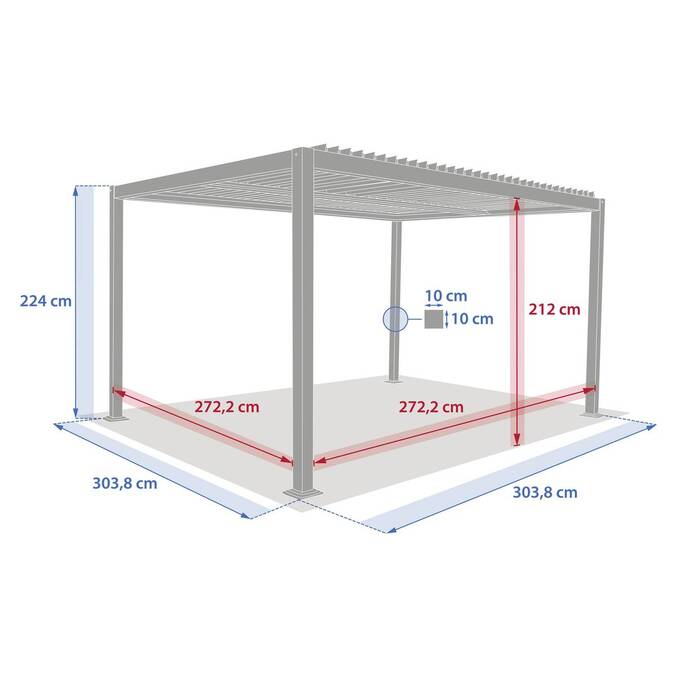 Pergola autoportante EVONIS Graphite 3 x 3 m - Structure en aluminium et lames en acier3500