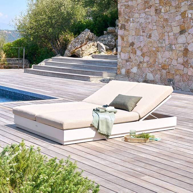 Lit de piscine ALLURE Beige / Avoine Aluminium traité époxy, Polyester3797
