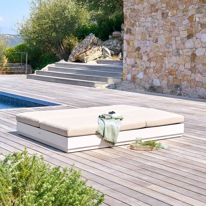 Lit de piscine ALLURE Beige / Avoine Aluminium traité époxy, Polyester3797
