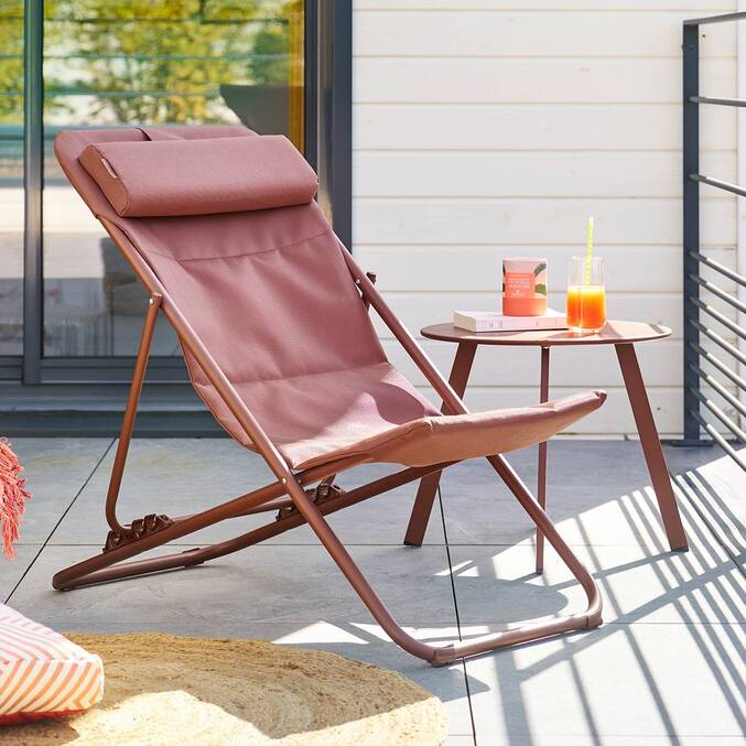 Chilienne de jardin empilable pliable MIRAEL Acajou 4 positions3878