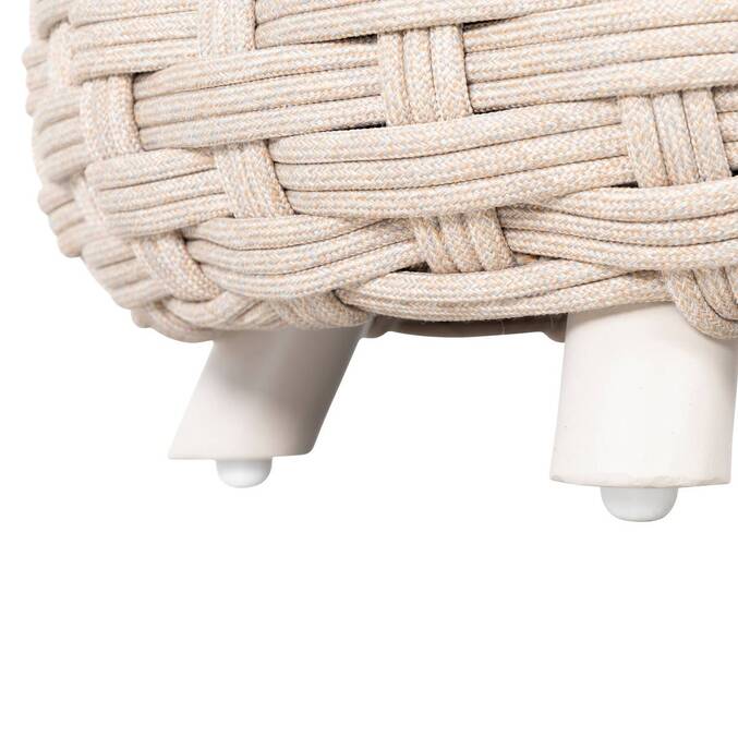 Pouf de jardin rond OBBAE Beige lin 48,5 x 48,5 x 38 cm - Aluminium traité époxy, Polyester, Texaline3886