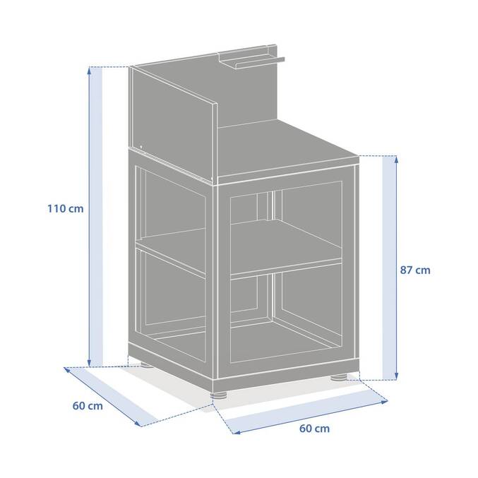 Module d'angle pour cuisine d'été OXYANA Graphite 110 x 60 x 60 cm - Acier galvanisé, Traitement antirouille renforcé Graphite