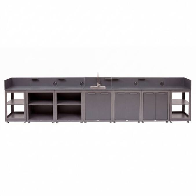 Etagère pour cuisine d'été OXYANA Graphite 110 x 60 x 80 cm - Acier galvanisé, Traitement antirouille renforcé3500