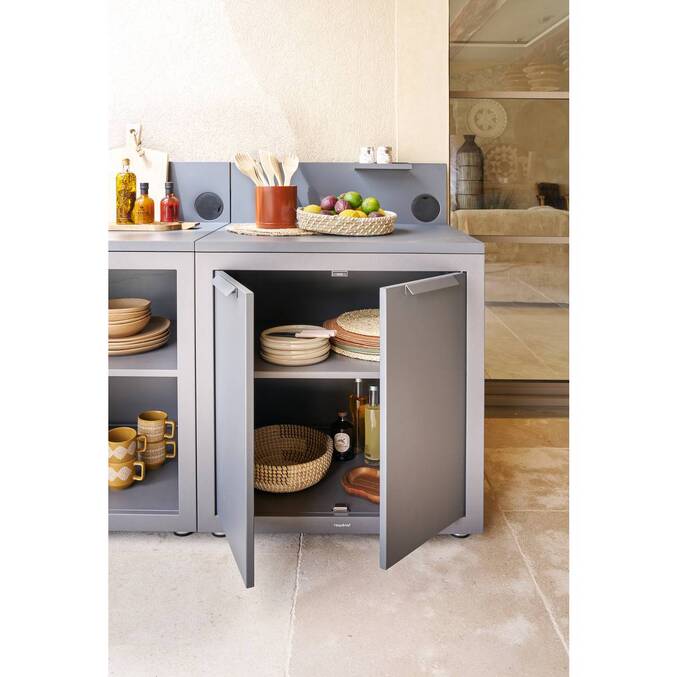 Module pour cuisine d'été OXYANA Graphite 110 x 80 x 60 cm - Acier galvanisé, Traitement antirouille renforcé Graphite