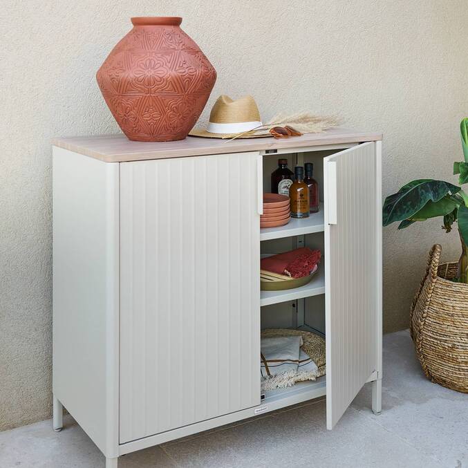 Buffet de jardin IRONIA Argile 90 x 45 x 86 cm - Acier galvanisé, Traitement antirouille renforcé3704