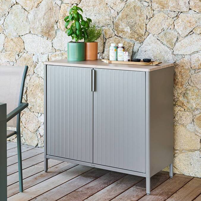 Buffet de jardin IRONIA Café 90 x 45 x 86 cm - Acier galvanisé, Traitement antirouille renforcé3443