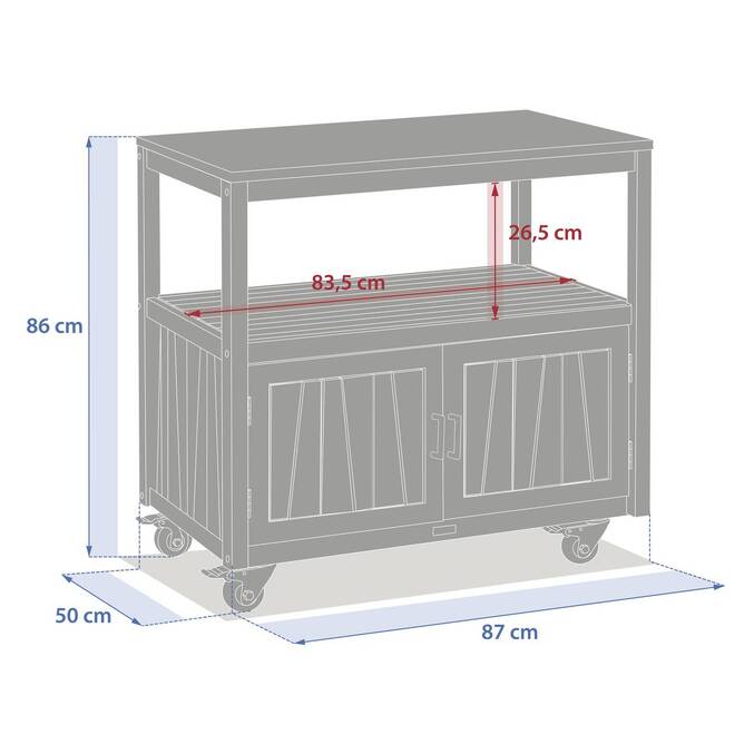 Module pour cuisine d'été LODGIA Beige 87 x 86 x 50 cm - Acier, Aluminium, Acacia certifié FSC® Acacia