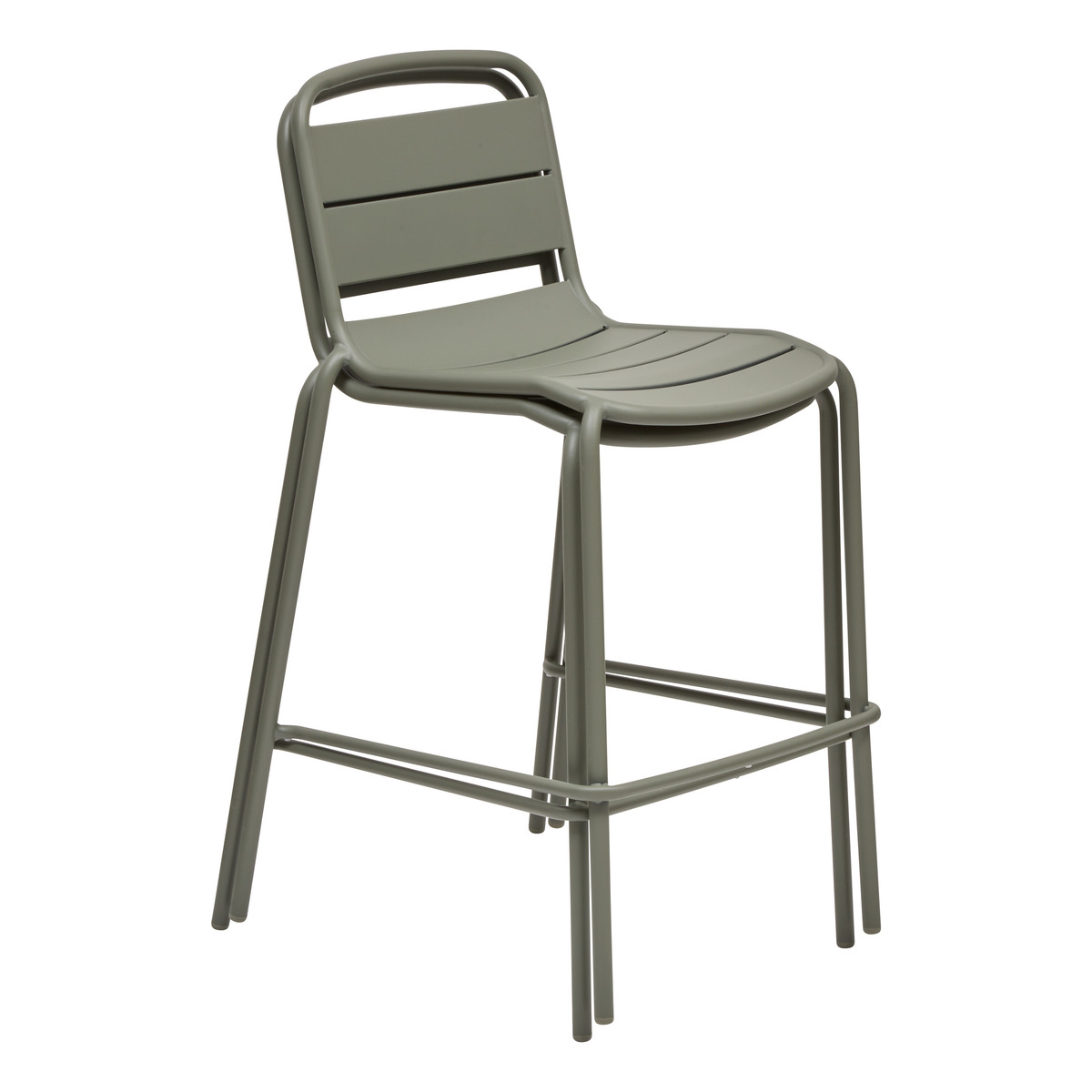 Ensemble table haute de jardin carrée + 2 chaises hautes ALEGORIA Laurier 2 places - Acier traité époxy, Traitement anti-rouille renforcé Laurier