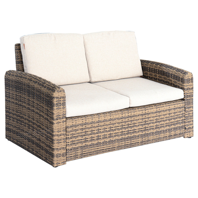 Salon de jardin SELENIM Beige 7 places - Aluminium traité époxy, Oléfine3436