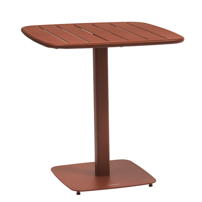 Ensemble table de jardin carrée + 2 chaises ALEGORIA Acajou 2 places - Acier traité époxy, Traitement anti-rouille renforcé Acajou