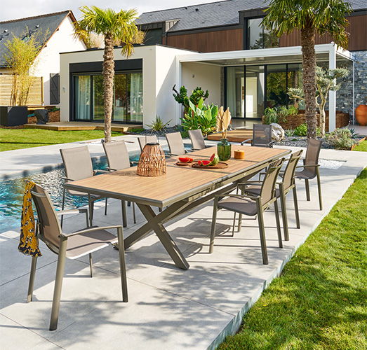 Table de jardin rectangulaire extensible 523x500