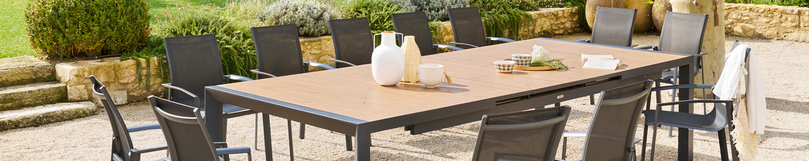 Table de jardin rectangulaire 1600x319