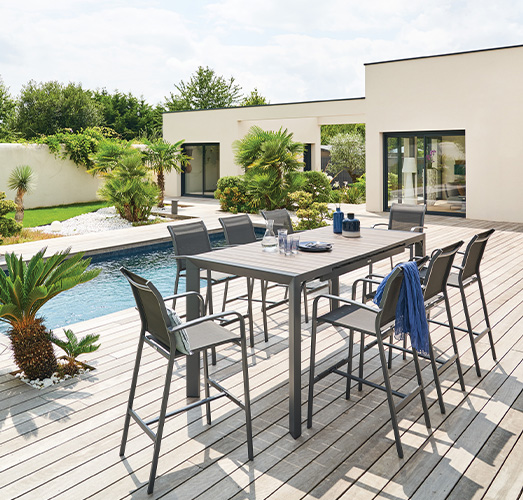 Table haute m&eacute;tal bois 523x500