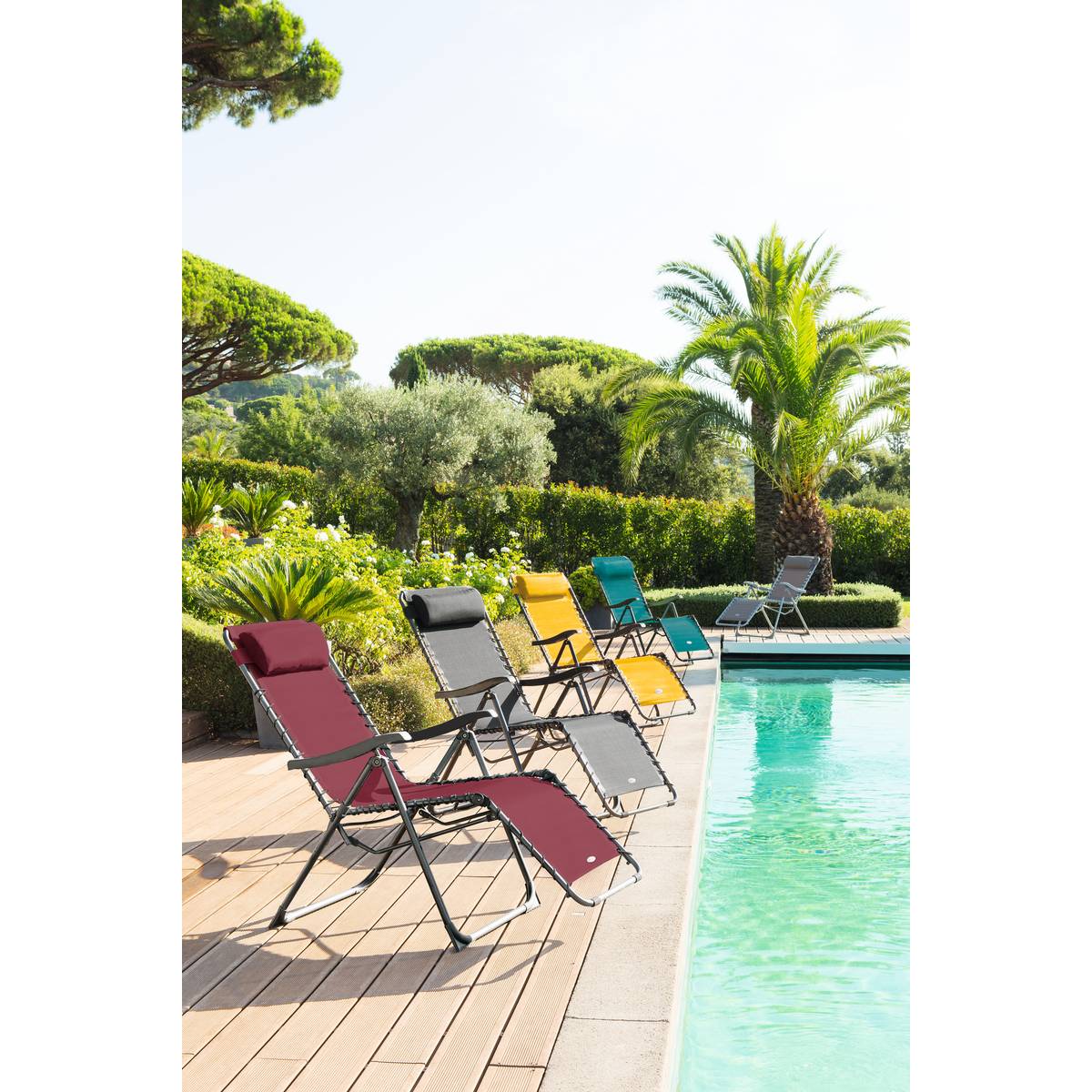 Poltrona relax da giardino SILOS Antracite 5 posizioni - Acciaio rivestito in epossidico, Texaline Antracite