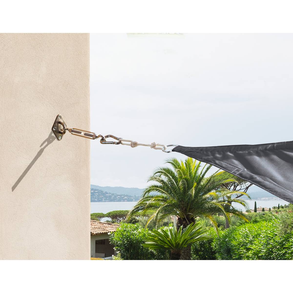 Kit di fissaggio per vela ombreggiante 20 cm - Acciaio rivestito in resina epossidica, 3 pezzi Beige