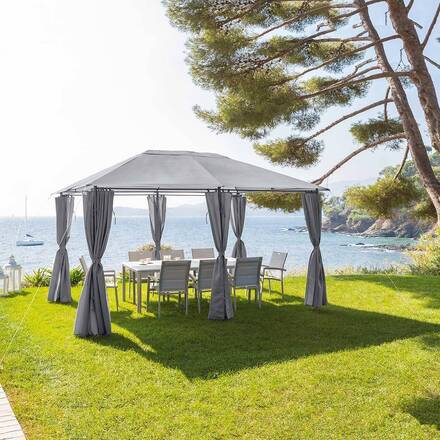 Gazebo rettangolare SANTORINI Ardesia Per SANTORINI 4 x 3 m - Acciaio rivestito in epossidico, Poliestere