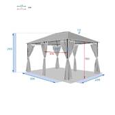 Gazebo rettangolare SANTORINI Ardesia Per SANTORINI 4 x 3 m - Acciaio rivestito in epossidico, Poliestere Ardesia