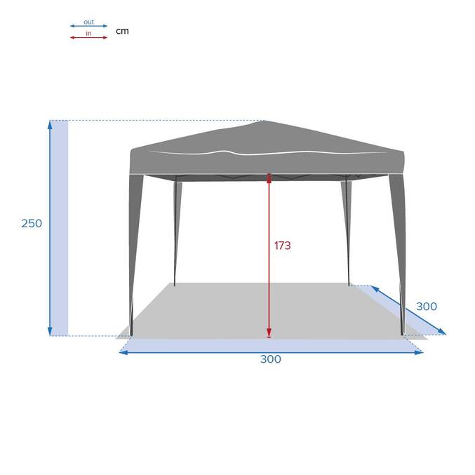 Gazebo quadrato pieghevole EASY UP Ardesia Per EASY UP 3 x 3 m - Alluminio rivestito in epossidico, Poliestere Ardesia