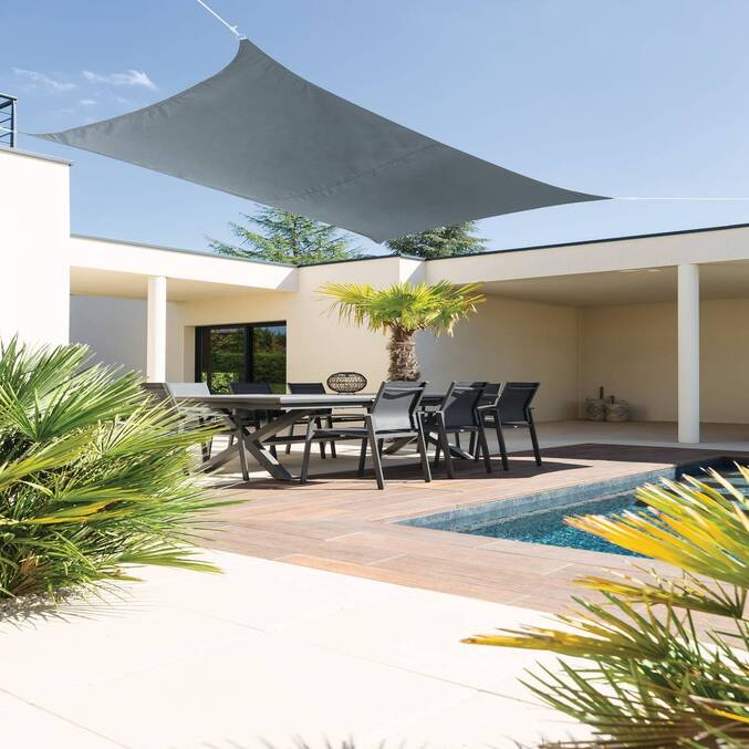 Vela ombreggiante rettangolare CURACAO Grigio 4 x 3 m - Poliestere Ardesia