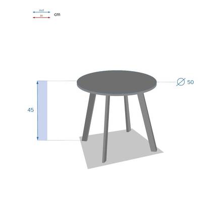 Tavolino laterale da giardino rotondo SAONA Grafite 50 x 45 cm - Acciaio rivestito in resina epossidica, Trattamento antiruggine rinforzato