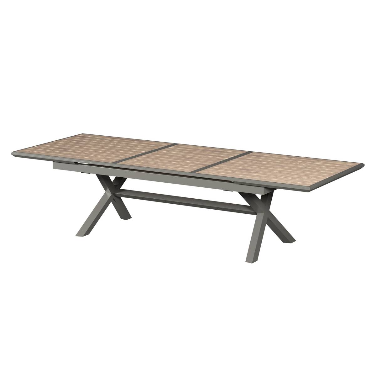 Tavolo da giardino allungabile AXIOME Effetto legno Miele / Pralina 12 posti - Alluminio rivestito in epossidico Miele / Pralina
