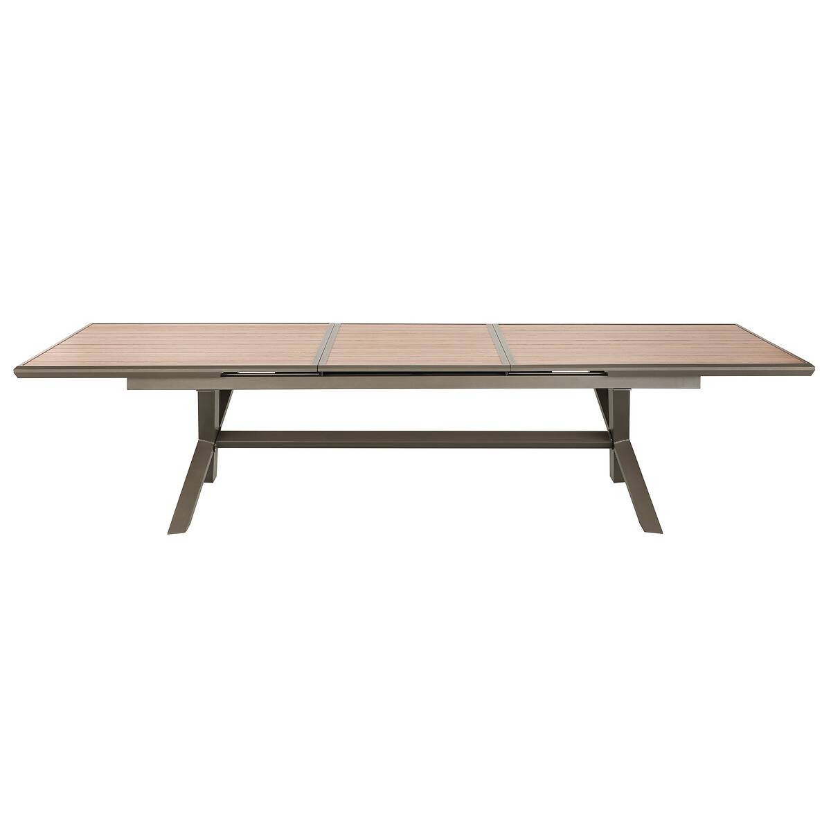 Tavolo da giardino allungabile AXIOME Effetto legno Miele / Pralina 12 posti - Alluminio rivestito in epossidico Miele / Pralina