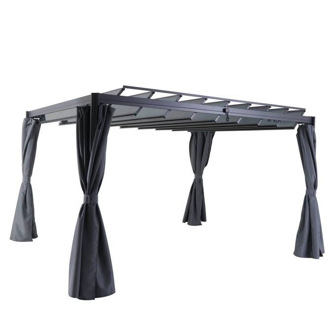 Tende per pergola BELIZE Ardesia Per BELIZE 4 x 3 m - L. 214 x H. 330 cm - Poliestere Ardesia