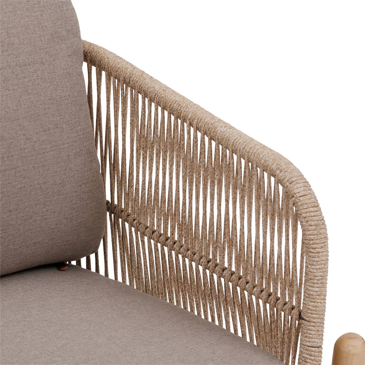 Divano da giardino DEONA Taupe / Acacia 3 posti - Acacia certificato FSC®, Poliestere Taupe / Acacia