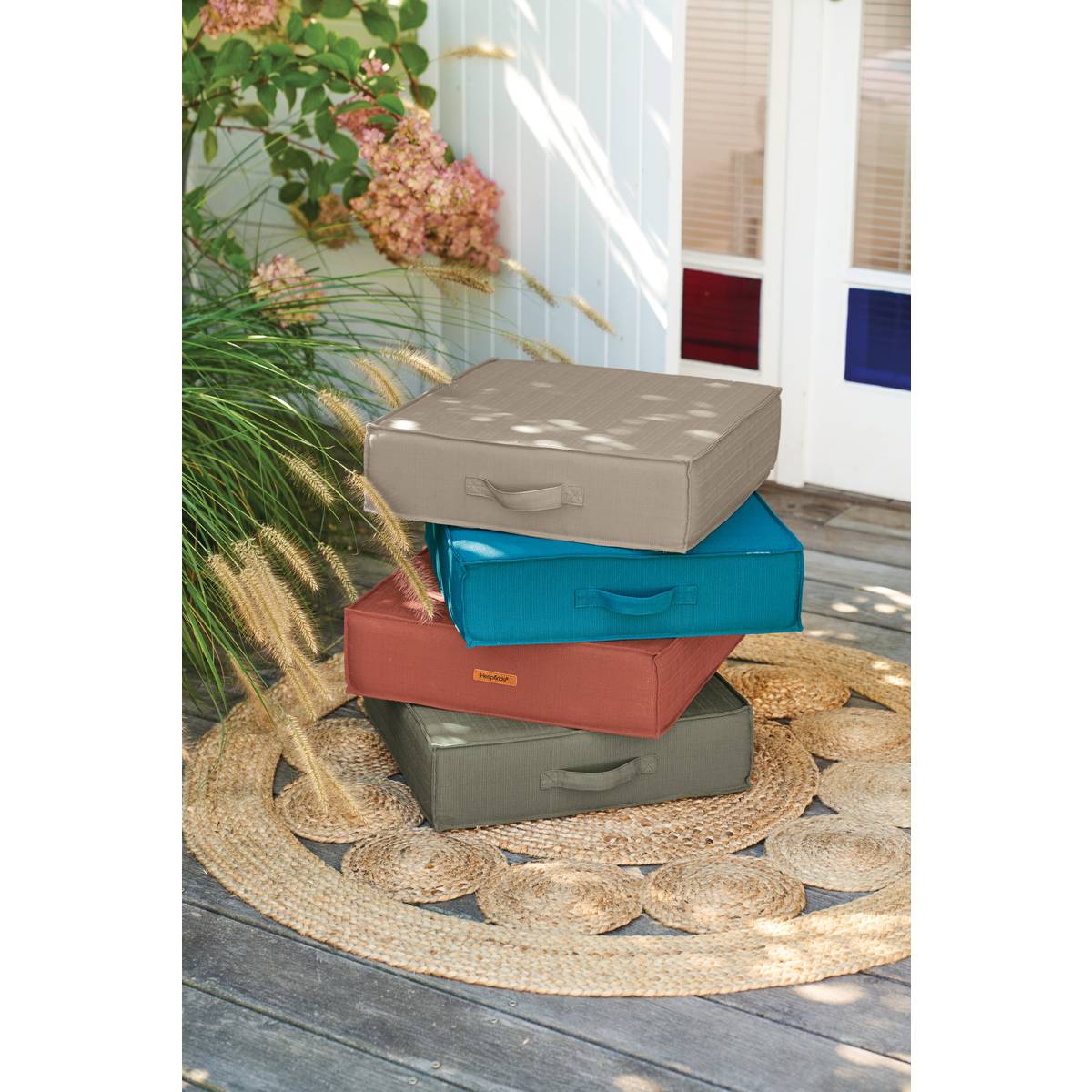 Cuscino da pavimento per esterni KORAI Blu anatra 45 x 45 cm - Poliestere Blu anatra