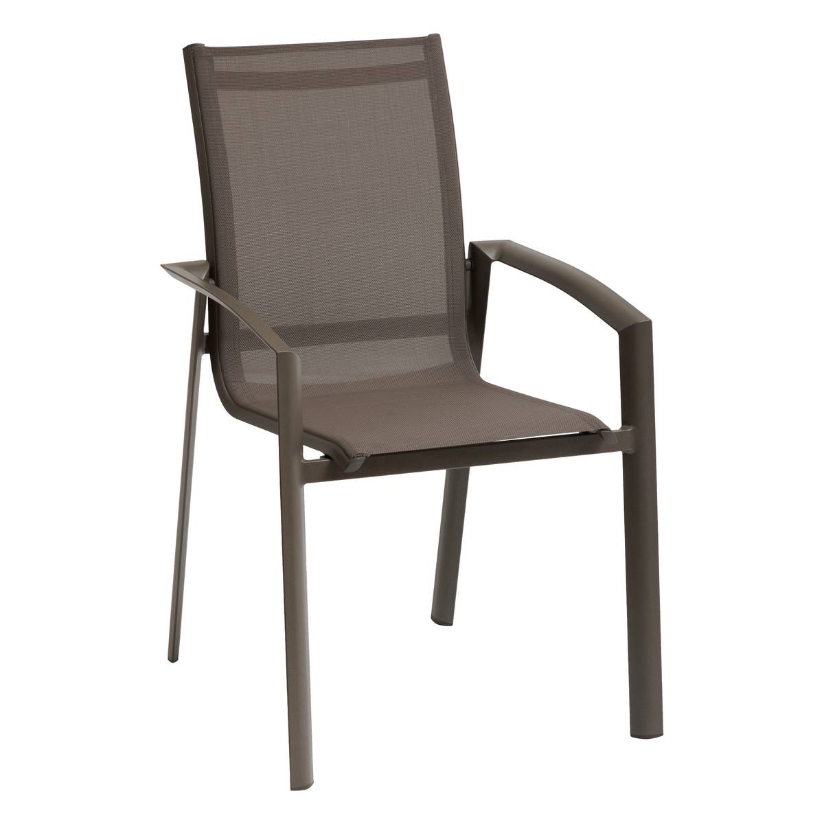 Sedia da giardino con braccioli impilabile AXANT Wengé / Praline Alluminio trattato con epossidica, Texaline Wengé / Pralina