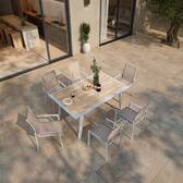 Sedia da giardino con braccioli impilabile AXANT Lino / Bianco Alluminio trattato con epossidica, Texaline Lino / Bianco