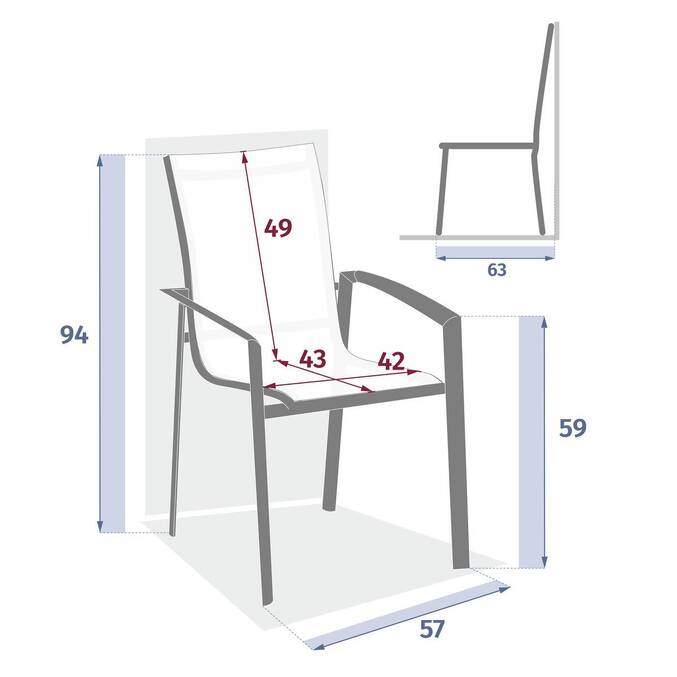 Sedia da giardino con braccioli impilabile AXANT Wengé / Praline Alluminio trattato con epossidica, Texaline Wengé / Pralina