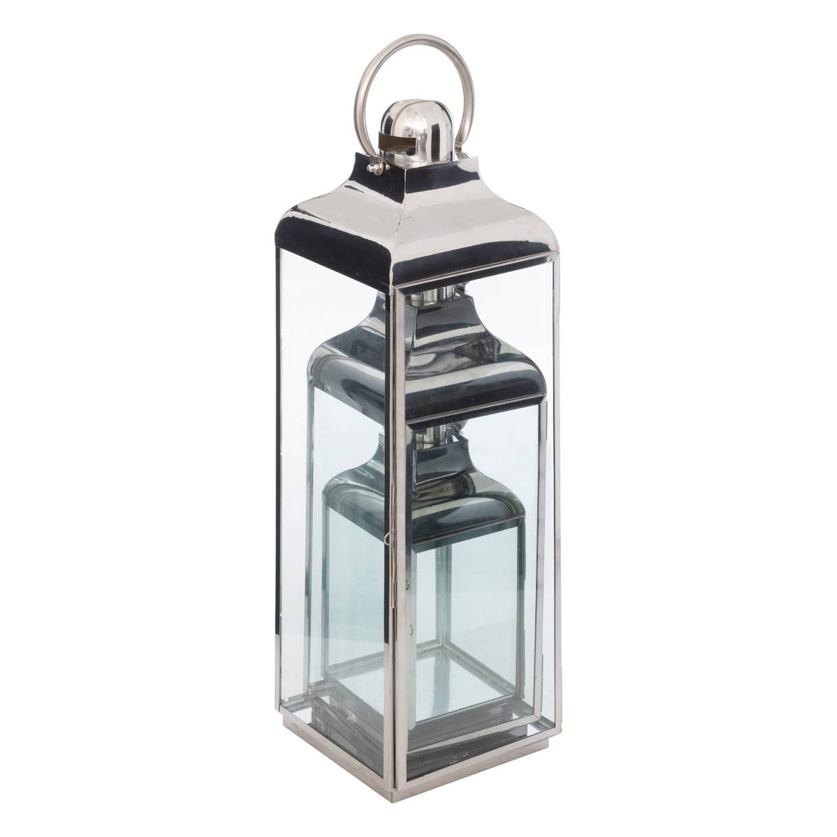Set di 3 lanterne da esterno Acciaio Argento