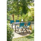 Set di 4 sedie da giardino pieghevoli ESSENTIA Blu petrolio / Grafite Alluminio trattato con epossidica, Texaline Blu anatra / Grafite