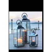 Set di 3 lanterne da esterno Acciaio Argento