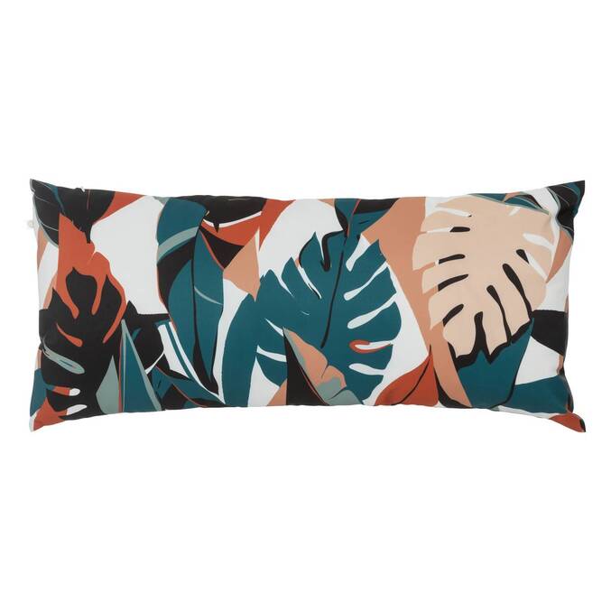 Cuscino decorativo per interni / esterni DEYO motivo a foglie 35 x 75 cm - Poliestere Blu anatra