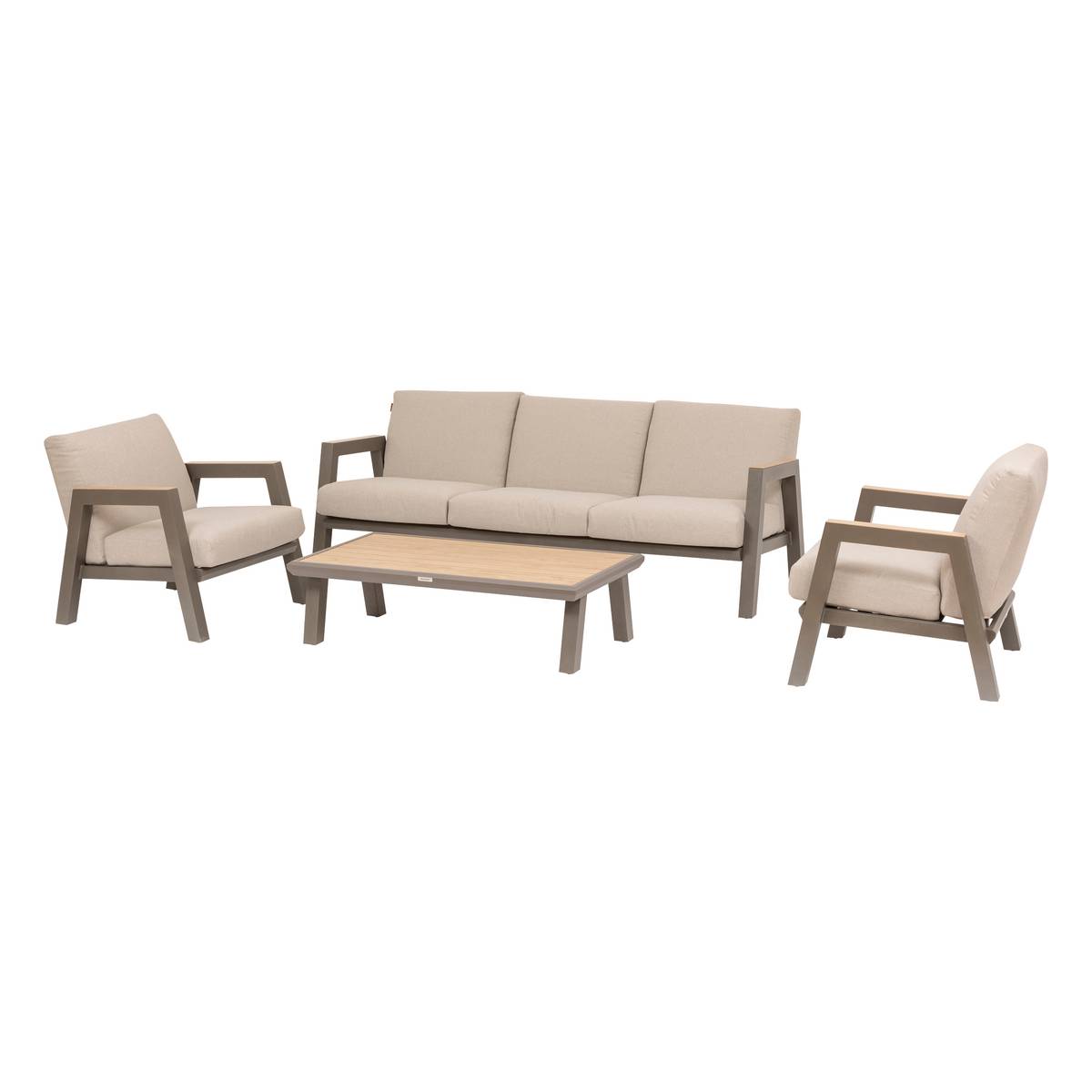 Salotto da giardino AXIOME Beige / Praline 5 posti - Alluminio trattato con epossidica, Texaline, Olefina Beige / Pralina