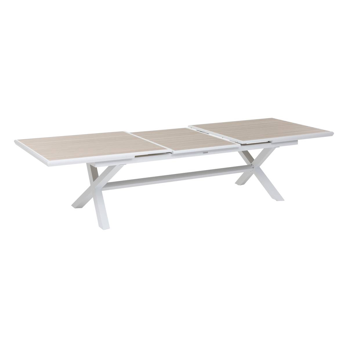 Tavolo da giardino allungabile AXIOME Effetto legno Lino / Bianco 12 posti - Alluminio rivestito in epossidico Lino / Bianco