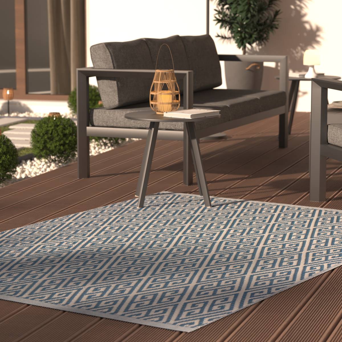 Tappeto per esterni ILANGA Grigio 230 x 160 cm - Polipropilene Blu